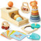 Atoylink Jouet Bebe 6 Mois-1 an Montessori Jeux d eveil Bebe avec Gobelet Empilable & Hochet Bebe & Carte Contraste & Miroir bébé Eveil Motricité Fine Jouet Bois Jeux Sensoriel Bebe 6-12 Mois