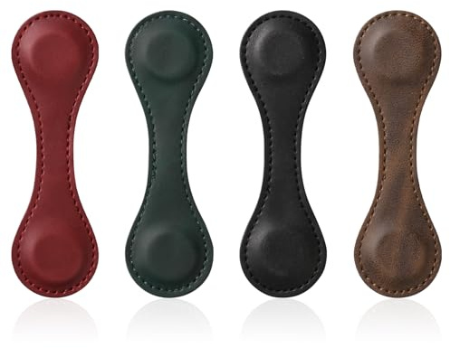 Pumwoy 4 stycken bokmärken magnetiska, magnetiska bokmärken i läder, magnetiska bokklämmor läder magnetiskt bokmärke, magnetisk sidoklämma läderbokmärke present för män och kvinnor