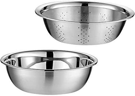Alipis 1 Set vasca drenante setaccio lavaggio riso ciotole cucina ciotola cucina bowl cucina Lavello lattuga bacino di raccolta della frutta porta scolapiatti Acciaio inossidabile Silver
