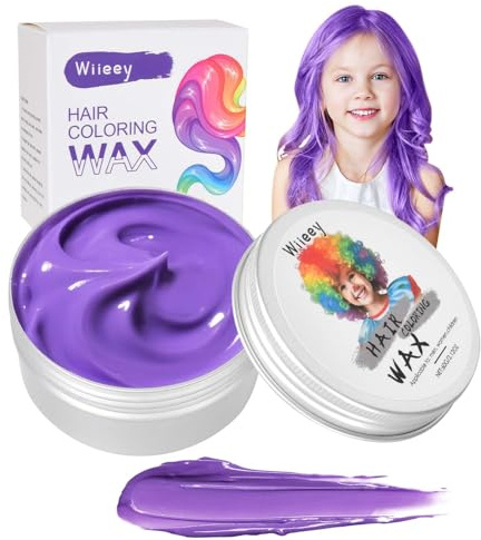 Temporäre Haarfarbe für Kinder & Erwachsene, Sofortige Violett Haartönung Wachs, Styling Haare, Einfache Anwendung, Auswaschbar, Perfekt für Partys, Cosplay & Halloween (Lila, 60g)