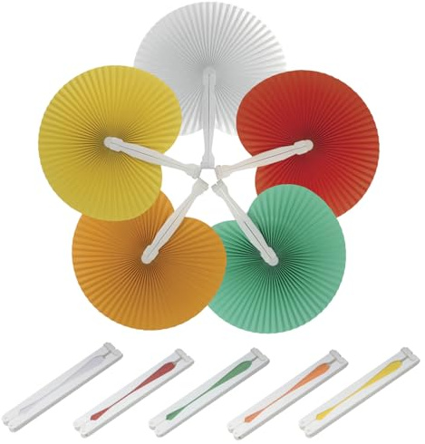 Generico 100 Ventagli Arcobaleno 20 Bianchi - 20 Rossi - 20 Verde - 20 Gialli - 20 Arancioni (24cm -26 cm) da Borsetta Matrimonio Segnaposto Bomboniera