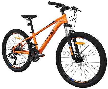 Keskin HT MTB1 24 Kinder Mountainbike – 21-Gang, 2.35 Luftreifen, Scheibenbremsen, Aluminiumrahmen, Orange