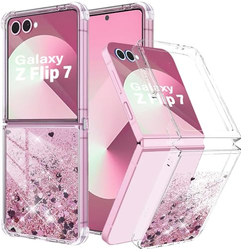 Yutwo Funda para Samsung Galaxy Z Flip 7 5G, Glitter Liquida Transparente Case Silicona TPU Antichoque Niñas Mujeres Brillante Arena Movediza Carcasa Samsung Z Flip 7