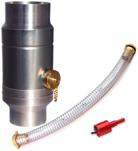 IGarden 87mm Regenwassersammler mit 45cm Schlauch- und Fassanschluss für das Fallrohr,Verzinktem Stahlblech + Aluminium Regensammler doppelwandigem Aufbau,Fallrohre DN87 Wassersammler (87mm)