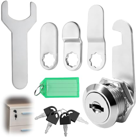 16mm Letterbox Lock Cam Lock with 4 Keys and 4 Different Locks Plates Security Mailbox Lock for Postbox Toolbox Locks Drawers Dresser Cupboard Door Furniture Cabinet Locker L ock