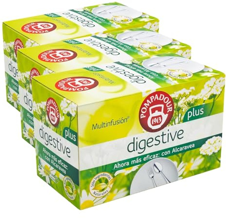 Pompadour Infusión Digestive Plus, 20 Bolsitas (Paquete de 3)