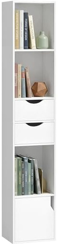 HOMCOM Bibliothèque Étagère de Rangement avec Porte 30 x 24 x 158 cm Blanc