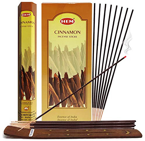 TRUMIRI Bâtons d'encens à la cannelle & support à bâtons d'encens - Lot de 6 sets de 20 bâtonnets, 120 pièces
