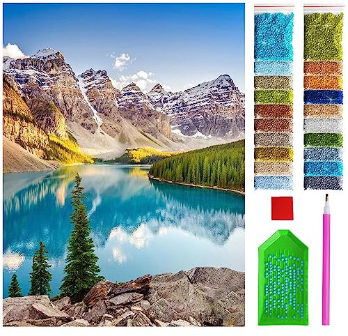 ARTULIO Diamond Painting Set Berge – 5D Diamant Painting Bilder 30x40 cm mit Diamond Painting Zubehör für Kinder und Erwachsene - Crystal Art - Wand Deko
