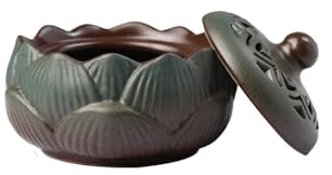 ChorZhow Incense Burner or Incense Cone Holder,Lotus Cone Incense Burner,Incense Cone Holder for Incense Cone and Coil Incense, Coil Incense Burner Set for Office Yoga and Home,Green
