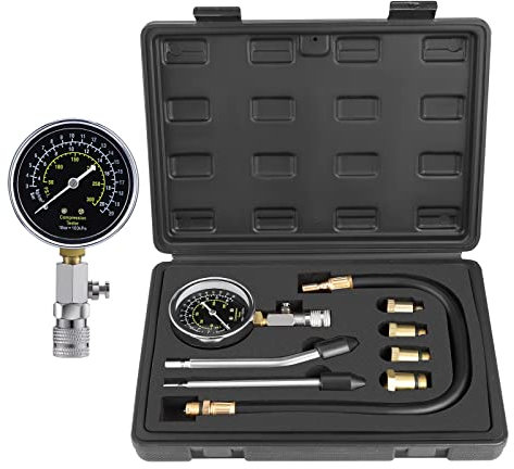HSEAMALL Kompressionstester-Set, Benzinmotor-Zylinder-Kompressionsmessgerät, Drucktest-Set für Auto, Motorrad, Auto, 0–300 PSI
