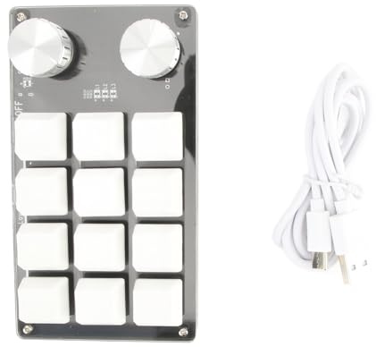 Sonew One Handed Mechanical Keyboard 12 Key Gaming Keyboard DIY Programmable Keypad for Office Gaming Lab(Black White)