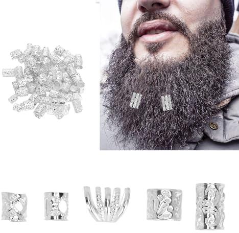 300 st skäggpärlor, gör-det-själv retro lätta hårrörspärlor, viking hårtillbehör, för män kvinnor silver