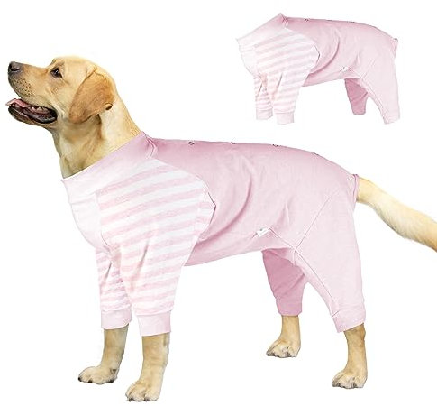 Lelepet Einteiler für Hunde, Schutzanzug zur Erholung, Hundebody Nach Op, Medical Pet Shirt für Kleine Mittelgroße Große Hunde, Hund Wundschutzanzug Schlafanzug, Hund Halskrause Alternative, Rosa L