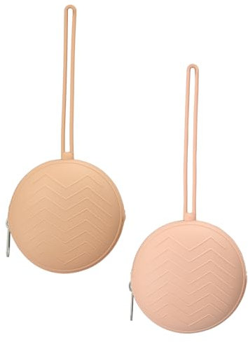 WeSweet Schnullerbox für unterwegs - 2er Pack Silikon Schnullerbehälter Schnullerhalter - Leicht zu Reinigen (Apricot/Muted)