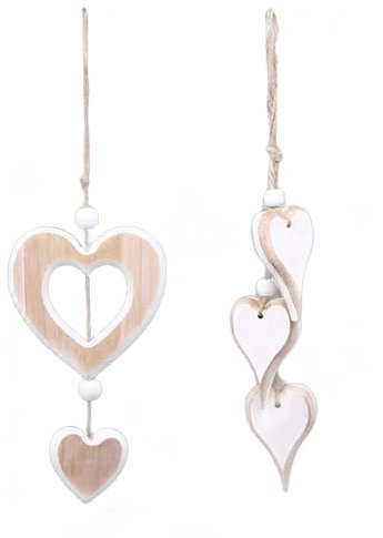 2 ciondoli decorativi a forma di cuore, in legno, decorazione da finestra, decorazione da parete, decorazione da parete, decorazione in legno, decorazione per la stanza, decorazione da appendere per
