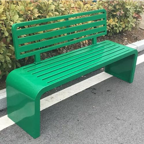 Trädgårdsbänk, Park utomhusbänk med rostfri galvaniserad stålram, väderbeständig uteplatsbänk med ryggstöd，för utomhusbruk, park, trädgård, uteplats (färg: grön, storlek: 100 cm/39,3 tum)