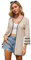 GRACE KARIN Strickjacken Damen 3/4 Arm Sommer Strand Dünn Strickjacke Leicht Open Front Cardigan Cover up Beige L