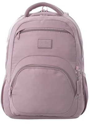 TOTTO - Mochila para Ordenador Portátil 14 Pulgadas, Modelo Tracer 4, Mochila Eco-Friendly, 3 Compartimentos, Cremallera con Argolla para Candado, 2 Bolsillos para Botella, Color Keepsake Lilac