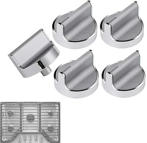 (2025 Upgraded) W10594481 Gas Stove Knobs Replacement for Whirlpool Range/Oven–Stainless Steel Control Knob Replaces WPW10594481 AP6023301 Cooktop Knob, Fit WCG97US6DS00 WCG97US0DS00, etc. 5 Pack