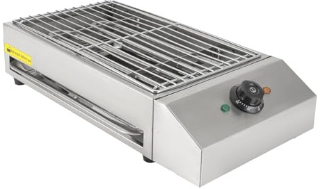 Barbecue elettrico da 2600 W, griglia elettrica da tavolo, con griglia rimovibile in acciaio inox, temperatura regolabile, con vassoio antigoccia dell'olio, per picnic, feste, campeggio