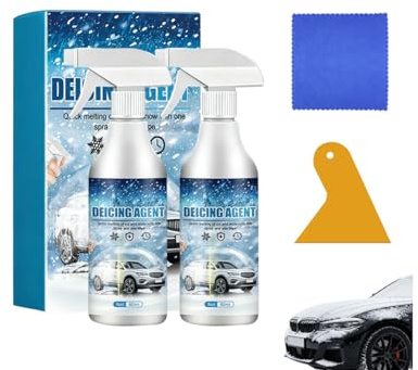 2 Pack De Icer for Car Windshield, 2025 New Car Windshield Snow Melting Coating Spray, Multifunctional Windshield Defroster for Winter, Portable Car Window Defroster for Drivers (2pcs)