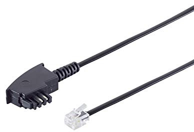 PADCR Cavo telefonico TAE-F a RJ11 maschio 6P4C – Standard internazionale (US) – Cavo piatto per dispositivi analogici telefono fax modem router – nero (6 m)