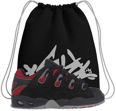 Scarpe da Skateboard – Osiris D3 OG Nero/Grigio/Rosso – Chunky Resistenti e Imbottite – Suola Grip – Stile Iconico Streetwear - più Sacca