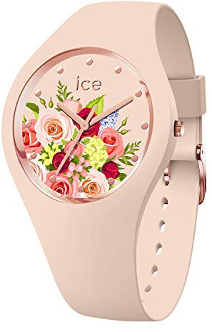 ICE-WATCH - Ice Flower Pink Bouquet - Montre Rose pour Femme avec Bracelet en Silicone - 017583 (Medium)