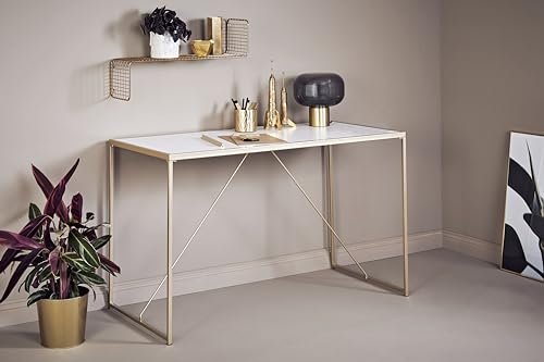 Jahnke Glam Desk Gold/MARMOR WS Schreibtisch, Metal, One Size
