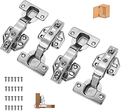4 PCS Scharniere Soft Close,Schranktür Scharnier,110 Grad Vollabdeckung Versteckte Schrankscharniere,Scharniertopf Anschrauben mit Schließautomatik ,für Kleiderschränke, Schränke, Möbel, Schränke