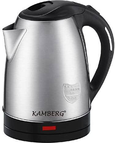 Kamberg - Elektrischer Wasserkocher, Edelstahl, 18/10 – 1,8 Liter – 1500 W – schnelles Kochen – kompaktes Design – BPA-frei – 0008126