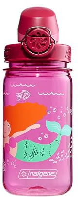 Nalgene Borraccia per bambini con chiusura a scatto, 340 ml, motivo: sirena rosa