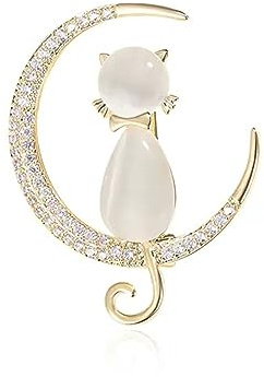 YAHOYA Elegante Diamante de imitación Moda Gato Lindo Broche para Mujeres Accesorios de Lujo antideslumbrante broches Opal Ropa de Boda Fiesta de Bodas