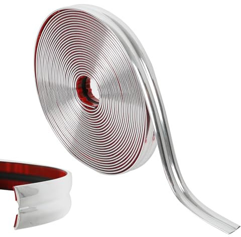 Modanature decorative autoadesive da 10 m, per parete, soffitto, parete, specchio, angolo, armadio, armadio e rivestimento automatico, pelare e incollare (argento)