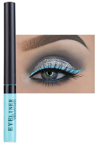 Liquid Eyeliner Blau - Matte & Schnell trocknender Eyeliner - Flüssiger Eyeliner Bunt Hohe Farbwiedergabe - Candy Color Eyeliner Stift Wischfest & Langanhaltend & Wasserfest - für Halloween, Party