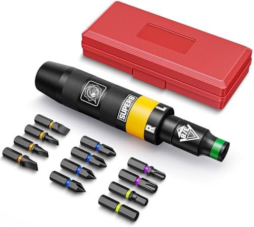 Aurlloct 3/8 Tournevis à Choc Manuel, Tournevis à Frapper, Outil de Réparation, Jeu de Démontage de Vis, Retrait des Écrous et Des Vis Rouillées, 13 pièces