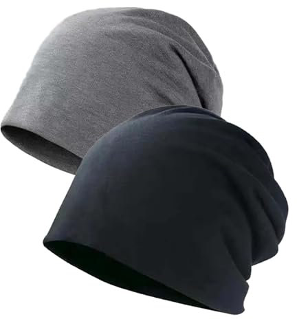 Ymxil 2Stk Kinder Beanie Mütze, Wintermütze für Kinder Jungen Mädchen, Warme Weiche Mützen mit Fleecefutter Strickmütze für Kinder Winter (Schwarze Grey)