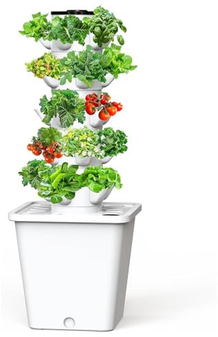 Sistema di coltivazione idroponica verticale con 30 piante, kit da giardino intelligente, regalo per gli amanti del giardino domestico bianco (30 fori)
