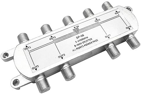 Fcnjsao Avanzado cable coaxial de 8 vías divisor 5 – 2400 MHz CATV sistema de antena 1 entrada 8 salidas estructura de blindaje altamente aislante