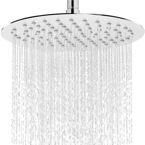 Midanya Pomme de douche ronde en acier inoxydable haute pression cascade grand pommeau de douche à effet pluie ultra fin, chrome poli, 40,6 cm
