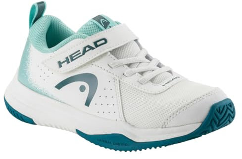 HEAD Unisex-Youth Sprint Velcro 4.0 Kids Tennisschuhe, White/Turquoise, EU 30.5