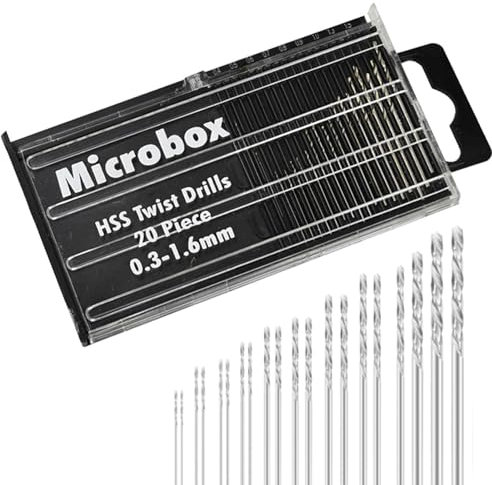 20 Pieces HSS Mini Micro Drill Bit Set 0.3-1.6mm Twist DrillBit Micro Steel Model Precision DIY Kit HSS Micro Twist Drill Bitfor Plastic Wood Soft Metal