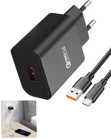 18W Cargador Tipo C para 14C 13C Note, Cargador USB C Carga Quick Charge 3.0 para Samsung 12 11 10 9 8 Mi12 Mi11 Redmi Pro5G X7 Pro X6 Poco C75 S23 S22 S21 A15, con Cable de 2m