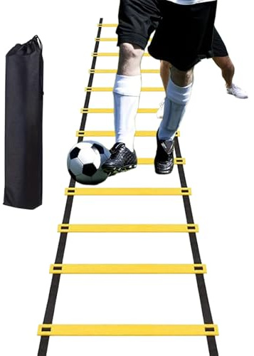 Coordination Ladder - 6 m Sports Ladder with Carry Bag | 12 Rungs Speed Training | Training Ladder to Improve Speed, Bounce & Coordination | Lightweight, Space Saving & Ideal