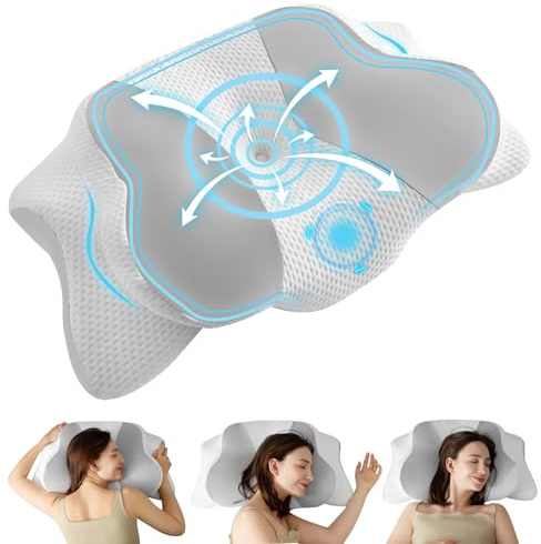 Uniency Orthopädisches Kissen mit Memory Foam Antischnarchkissen Nackenstützkissen Ergonomisches Kopfkissen Schlafkissen für Seitenschläfer, Rückenschläfer&Bauchschläfer (Grau)