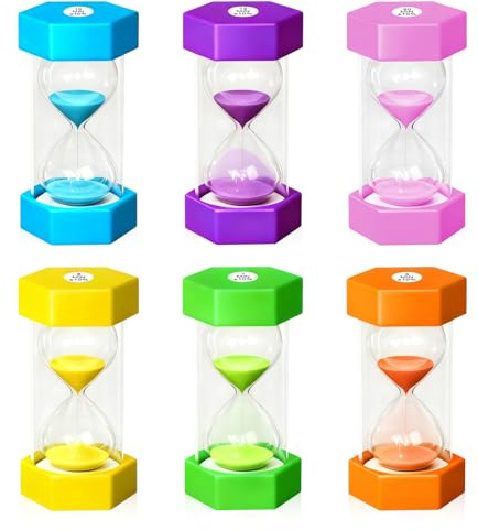 Euablfo 6 pezzi Clessidra Bambini,Clessidra Set, Clessidre per Bambini 1/5/10/15/20/30 Minuti Sabbia Clessidre Colorato Timer dell'Orologio, per Gioco, Regali Creativi,Casa, Cucina