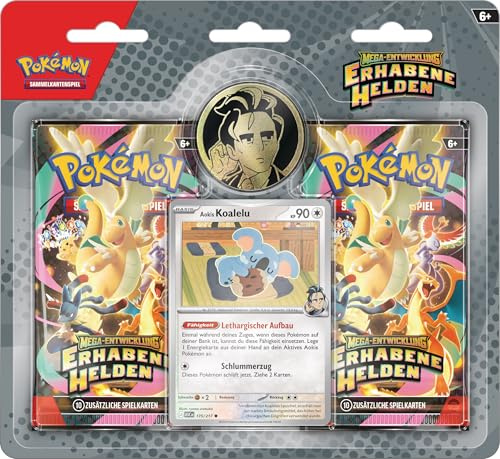 Pokémon-Sammelkartenspiel: Kollektion Mega-Entwicklung – Erhabene Helden: Aoki (1 holografische Promokarte, 1 Münze und 2 Boosterpacks)