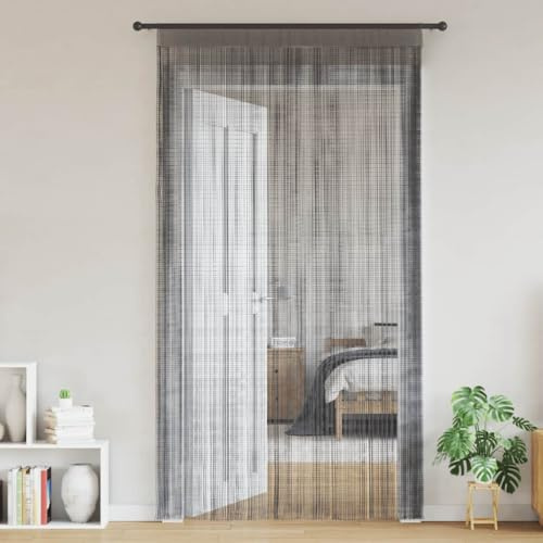 Mokuyary Rideaux à Fils Lot de 2 Anthracite 100x250 cm, Thermique Isolant Lumiere et Anti Chaleur Rideau Fenêtre pour Salon Chambre Intérieur