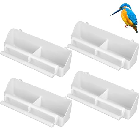 HERCHR Cage de mangeoire à Oiseaux 4 pièces, Distributeur d'abreuvoir pour Oiseaux, mangeoire Suspendue, Bol de Nourriture pour Perruche perroquets Perruche Cockatiel Pigeon, Cage à Cadre Debout